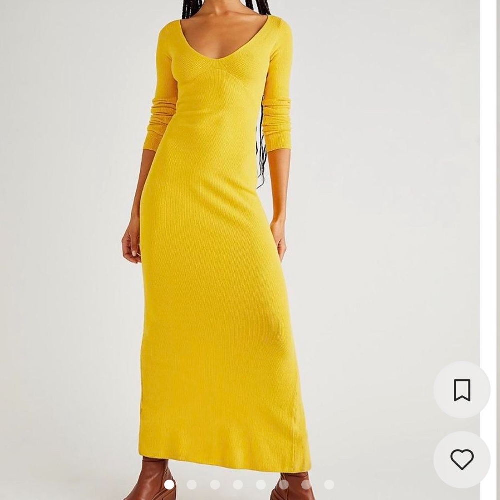 Free people fp beach sunny yellow Trixie sweater maxi dress